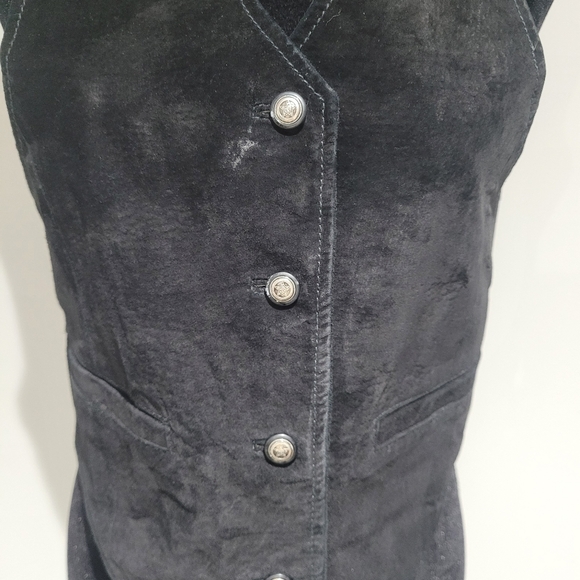 B.B. Dakota Leatherwear Women's Vintage Suede Button Down Vest Black Western - Picture 5 of 10